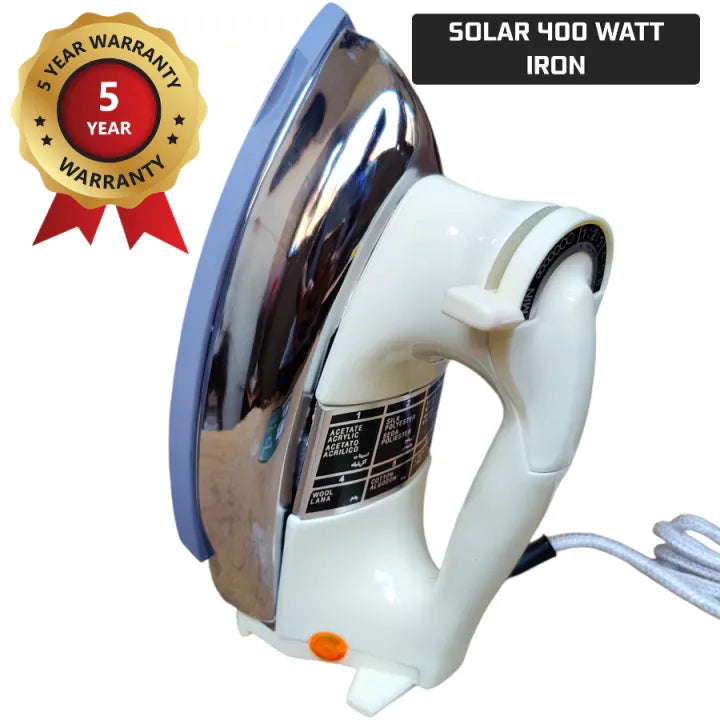 Inverter iron 400 watt 2.2amp energy consumption, 5 year warranty, heavy weight dry iron