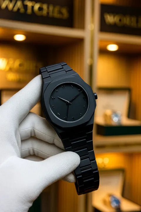 Aura Arabic Black Watch for Men – Luxury Matte Finish, Original Design, High-Quality Gift Watch