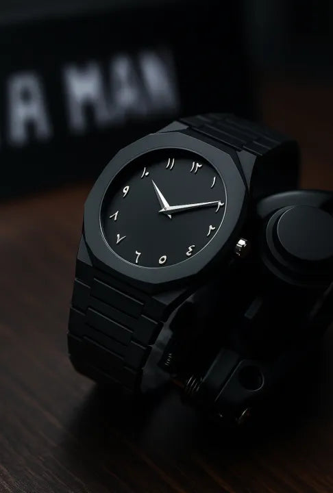 Aura Arabic Black Watch for Men – Luxury Matte Finish, Original Design, High-Quality Gift Watch